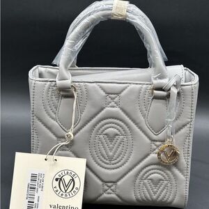 Valentino Orlandi V-2012 Light Grey Quilted Handbag NWT in packaging